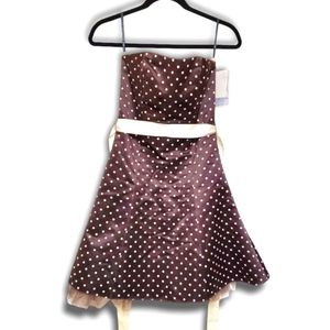 NWT Jessica McClintock Gunne Sax Strapless Polka Dot Tulle Hem PinUp Dress 5/6
